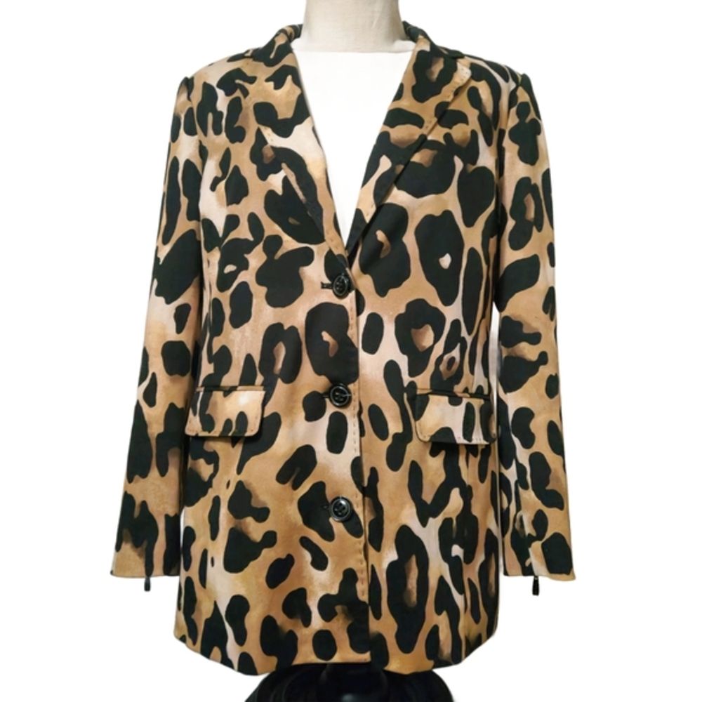 Peter Nygård Leopard Print Statement Blazer Medium — Tailored 80s Power Jacket